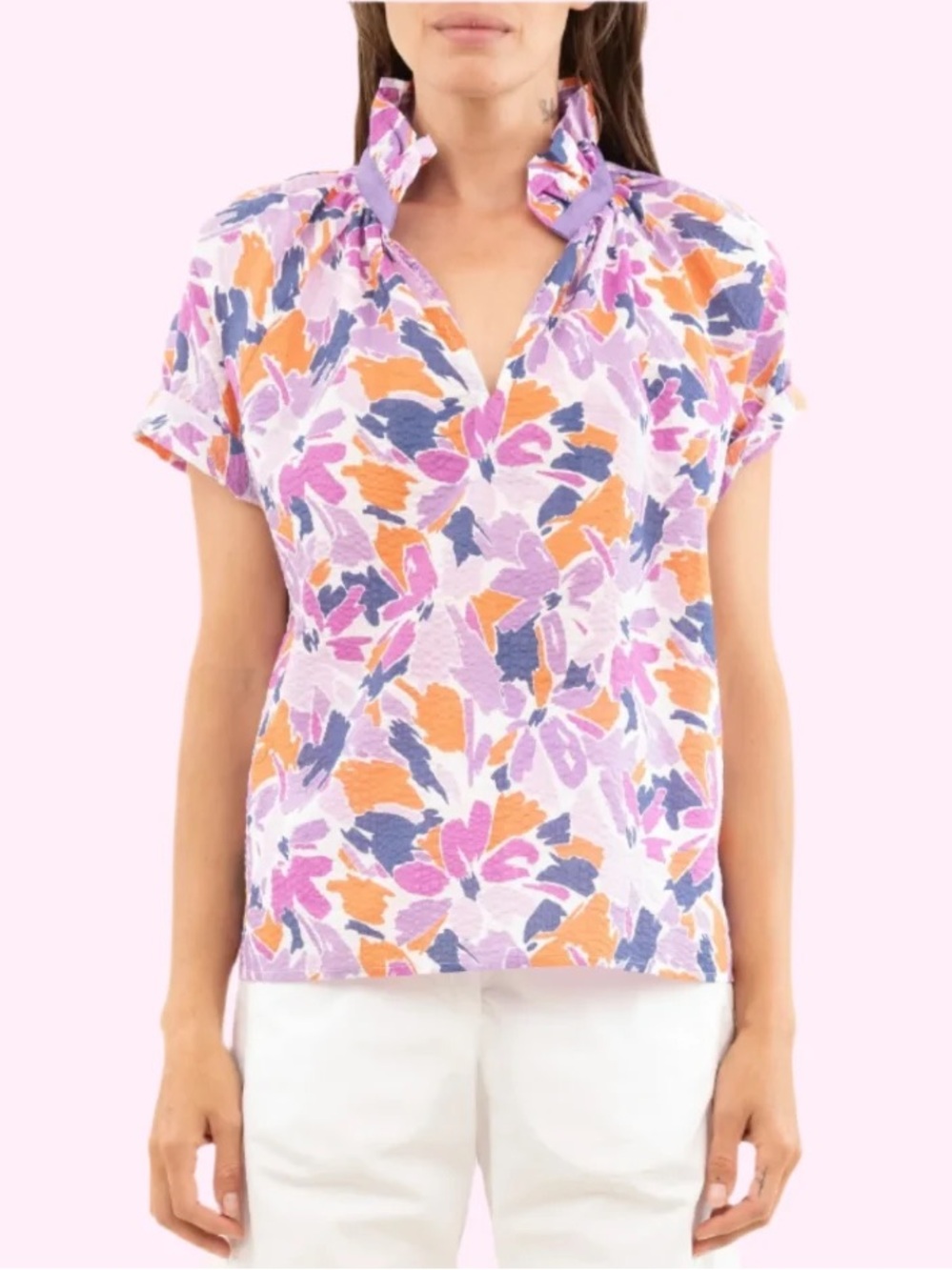 A SHIRT THING MARGOT FLORAL TOP - LAVENDER Size Medium NWOt